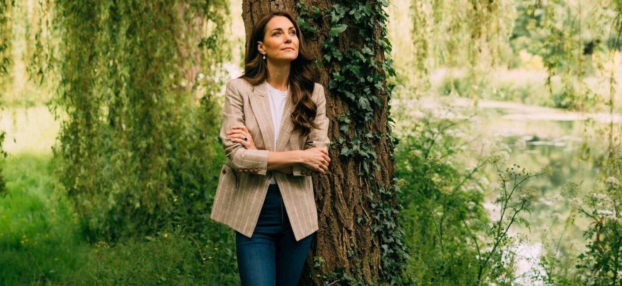 Princess of Wales, Kate Middleton, poses next to a tree, at her Windsor residence.