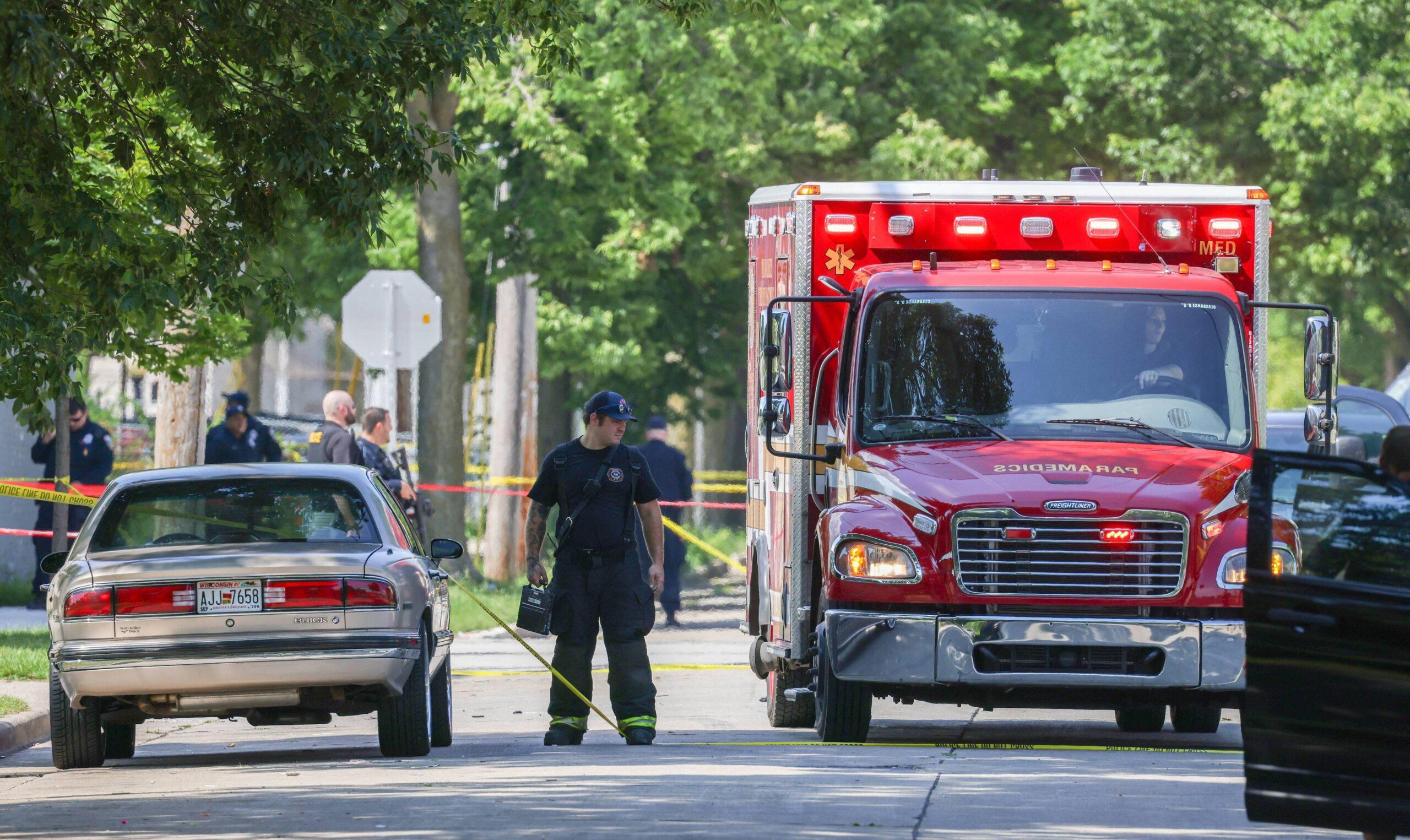 Police investigate a shooting near King Park during the second day of the 2024 Republican National Convention