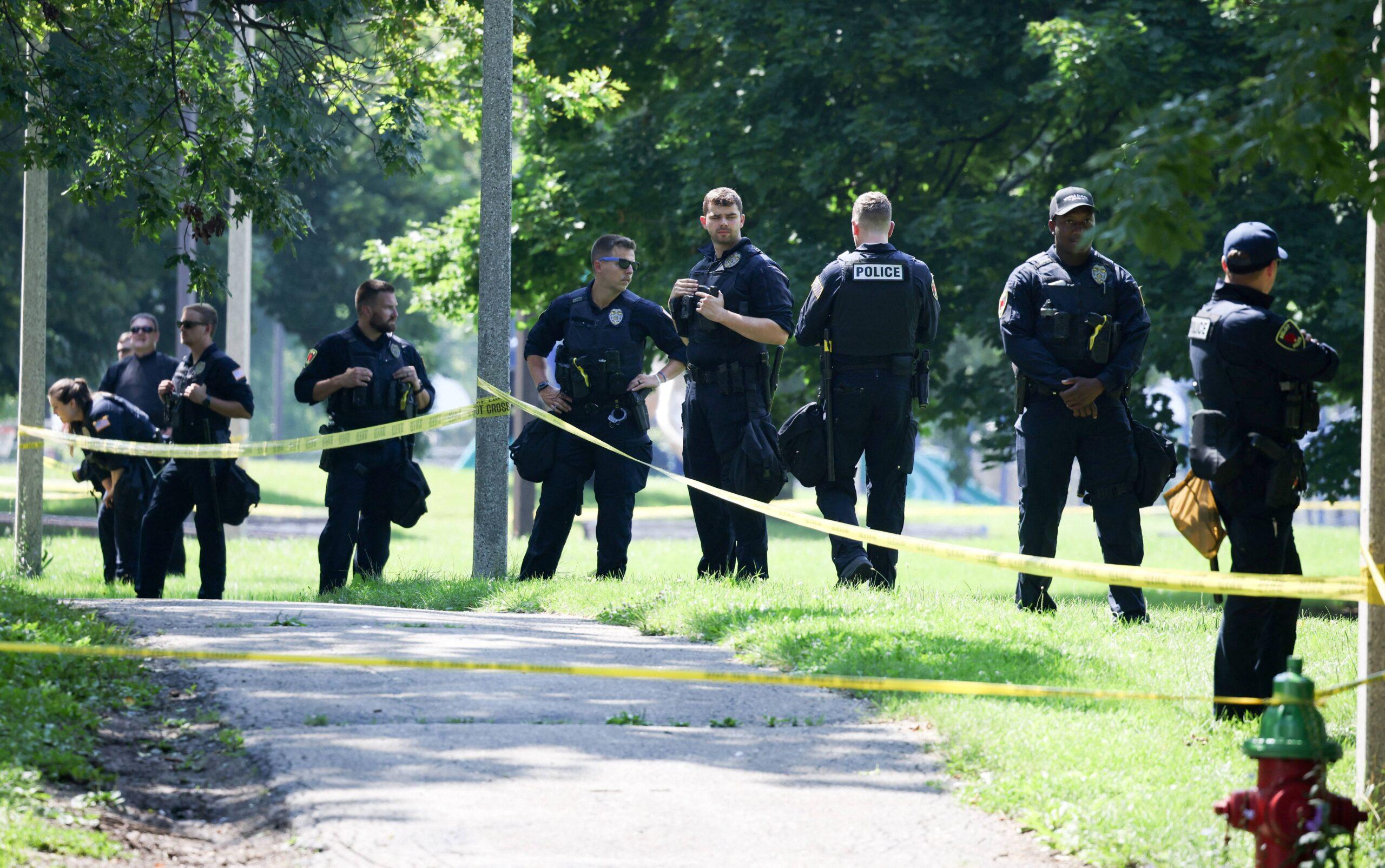 Police investigate a shooting near King Park during the second day of the 2024 Republican National Convention