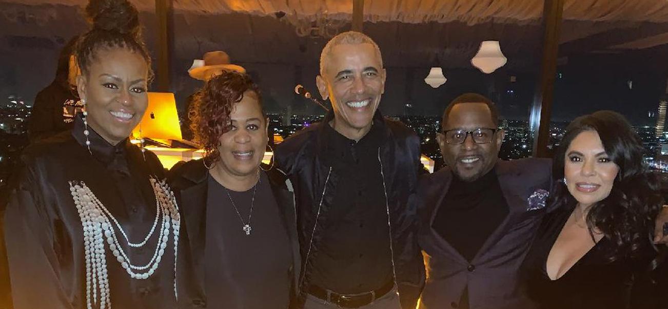 A photo posted by Martin Lawrence of his hangout with The Obamas before their Kamala harris endorsement