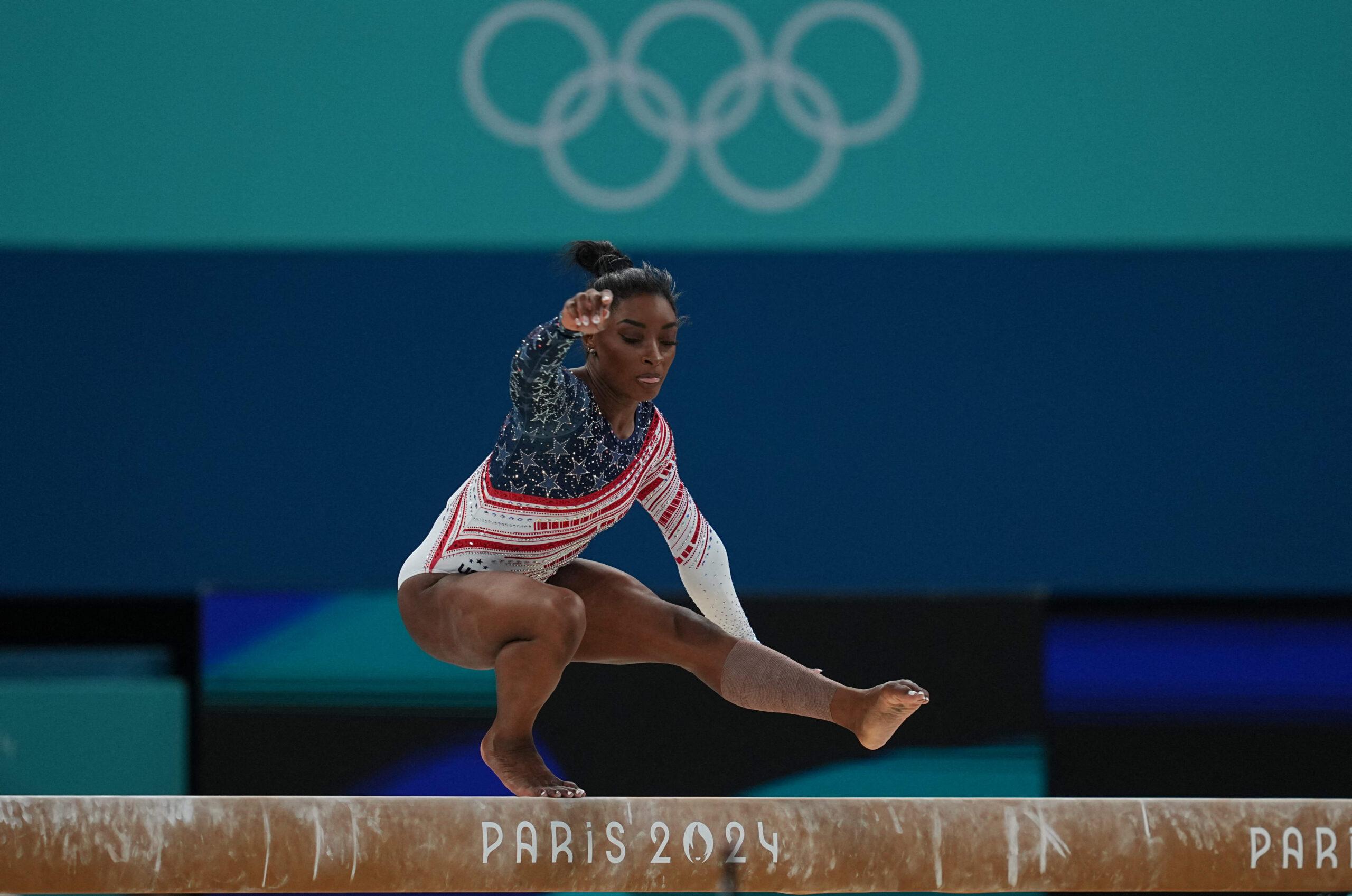 Simone Biles at Final: Artistic gymnastics - Paris 2024 - Womens Team tournament