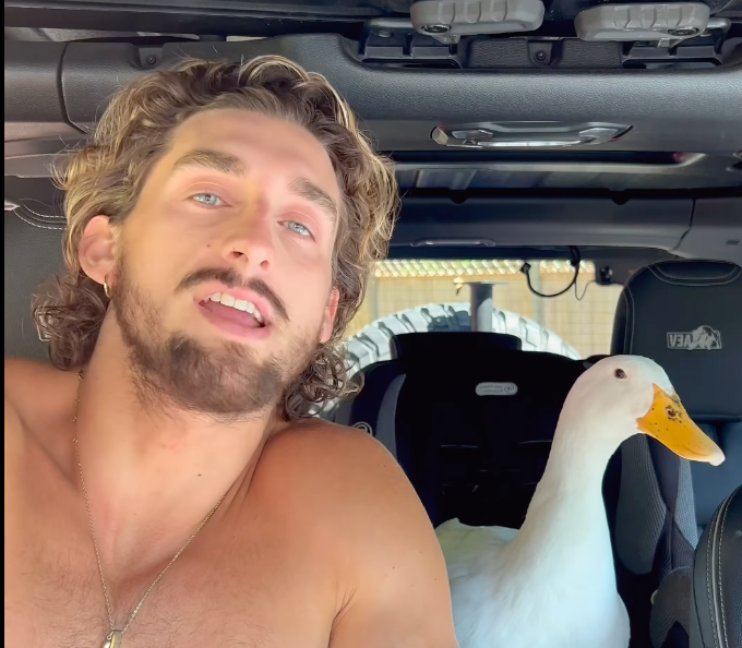 TooTurntTony with his duck in his car