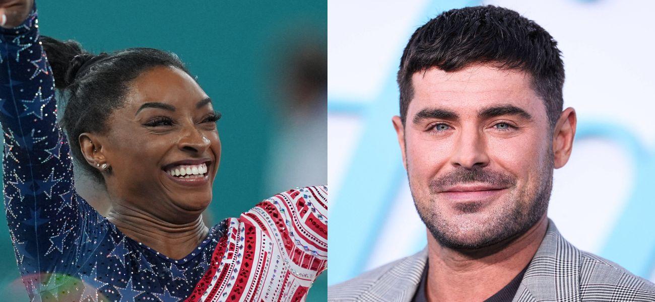 Simone Biles (left) Zac Efron (right)