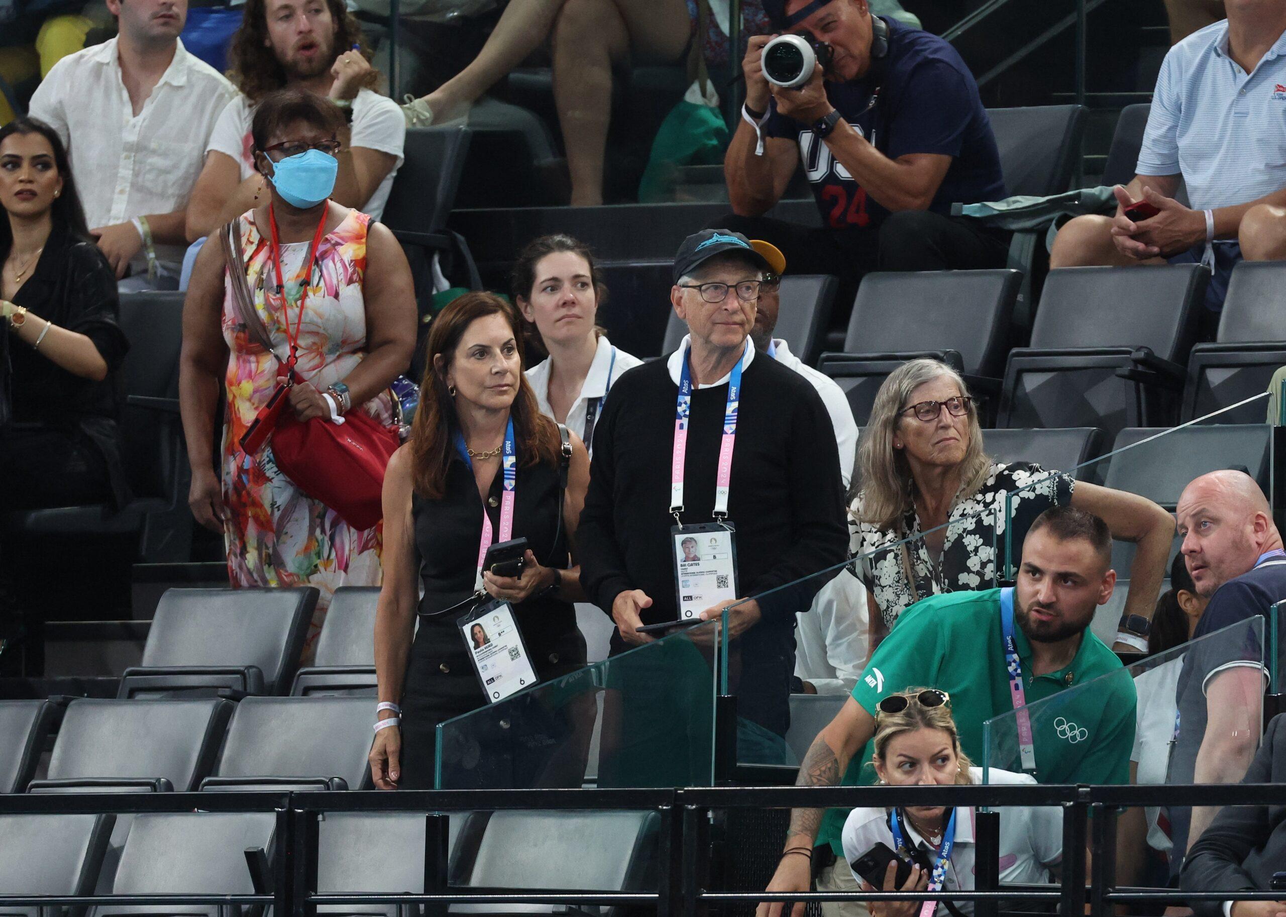 Bill Gates and Paula Hurd at Paris 2024 Olympic Games Gymnastique Women's Final