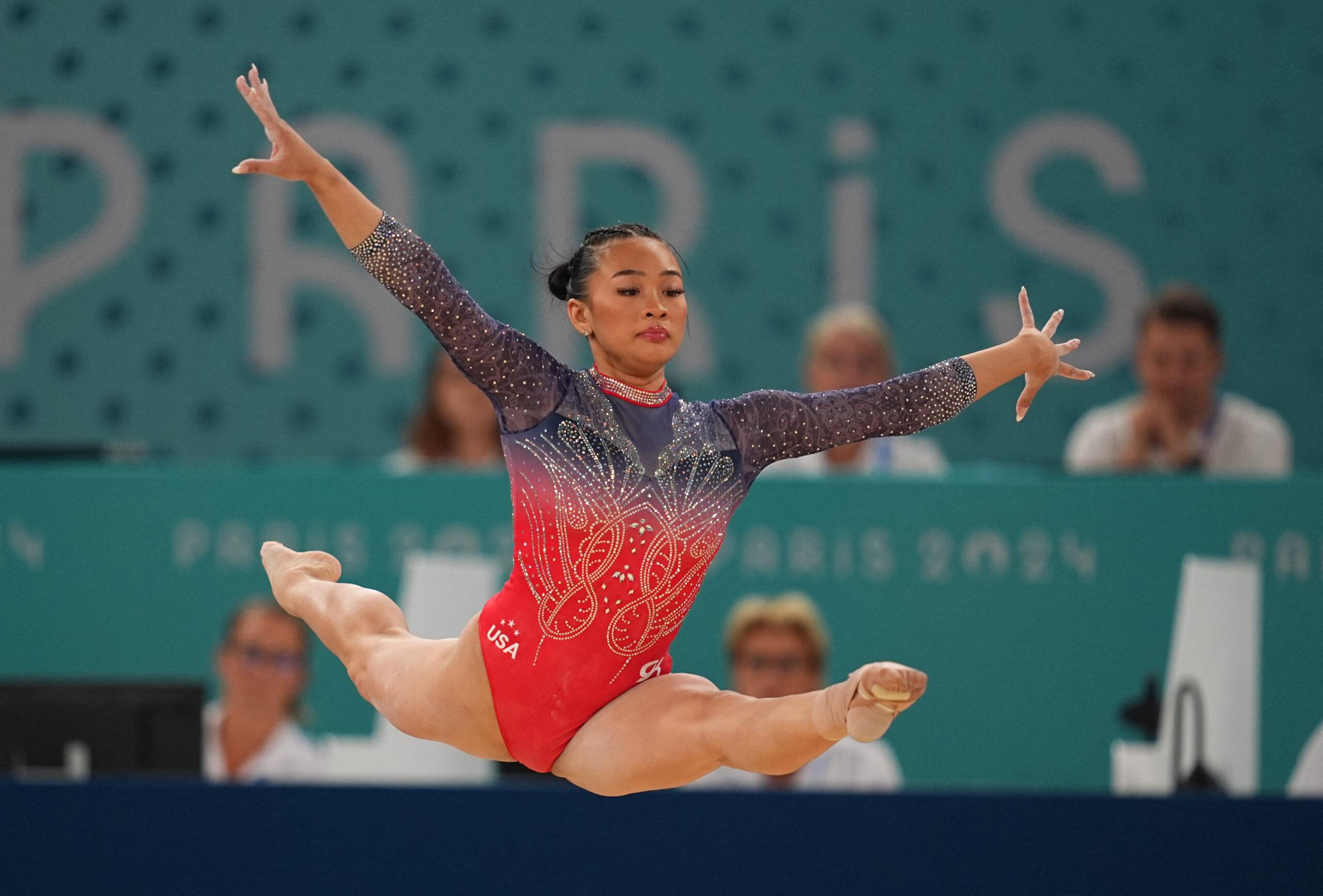 Suni Lee competiting at Final: Artistic gymnastics - Paris 2024 - Womens all around tournament