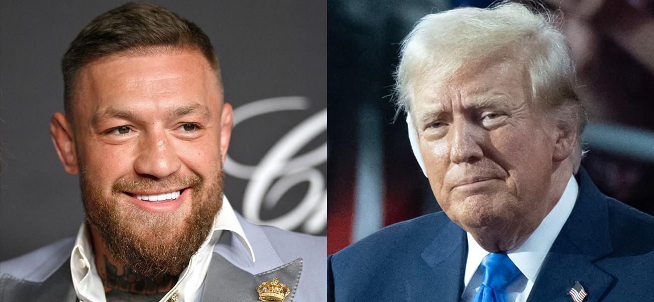 A photo collage of Conor McGregor and Donald Trump