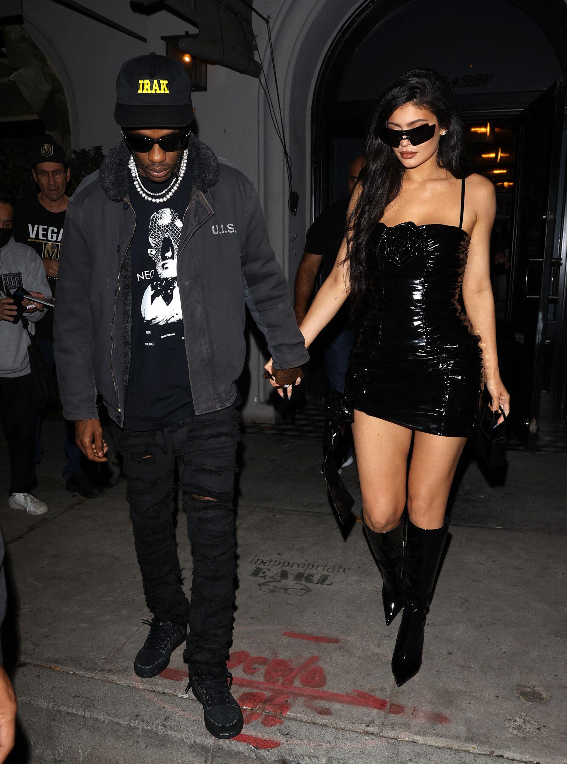 Kylie Jenner and Travis Scott hand-In-Hand leave dinner at Craigs in West Hollywood,CA