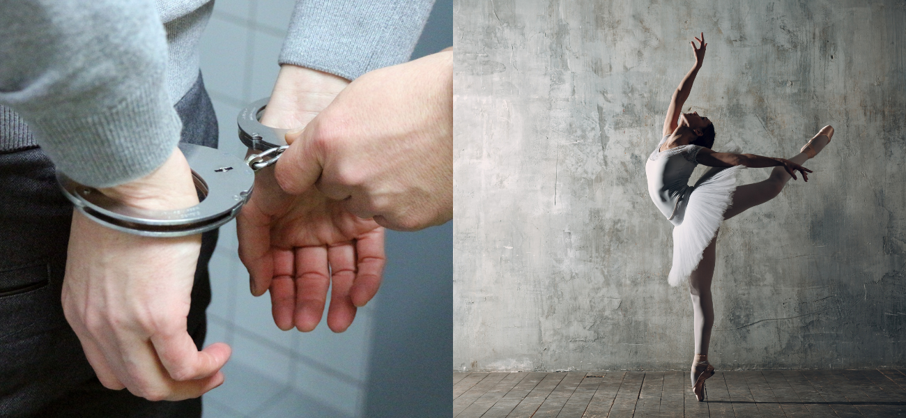 Stock image of a person being arrested. Stock image of a ballerina.