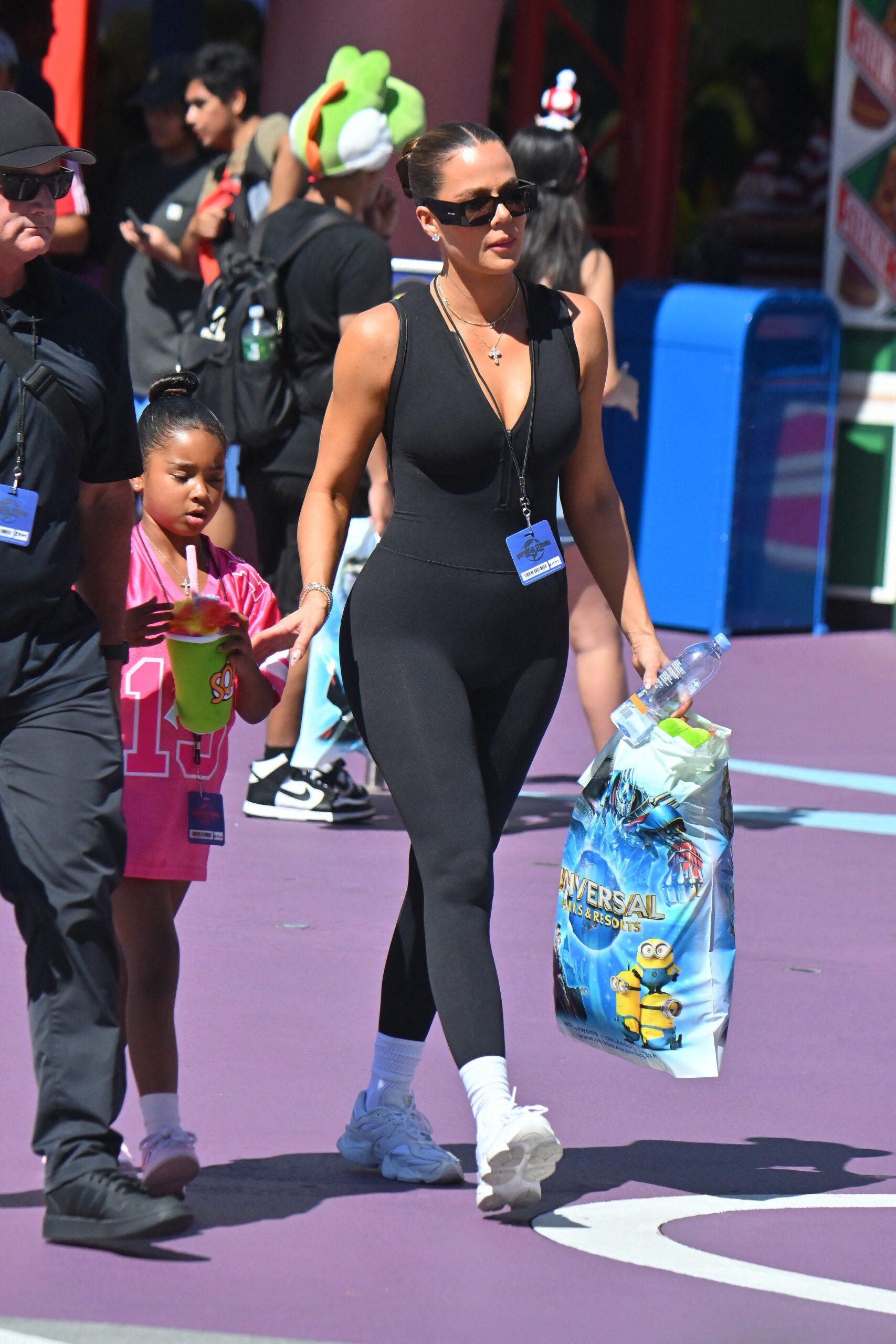 Khloe Kardashian takes her daughter True and her nieces and nephews on a fun day out at Universal Studios Hollywood