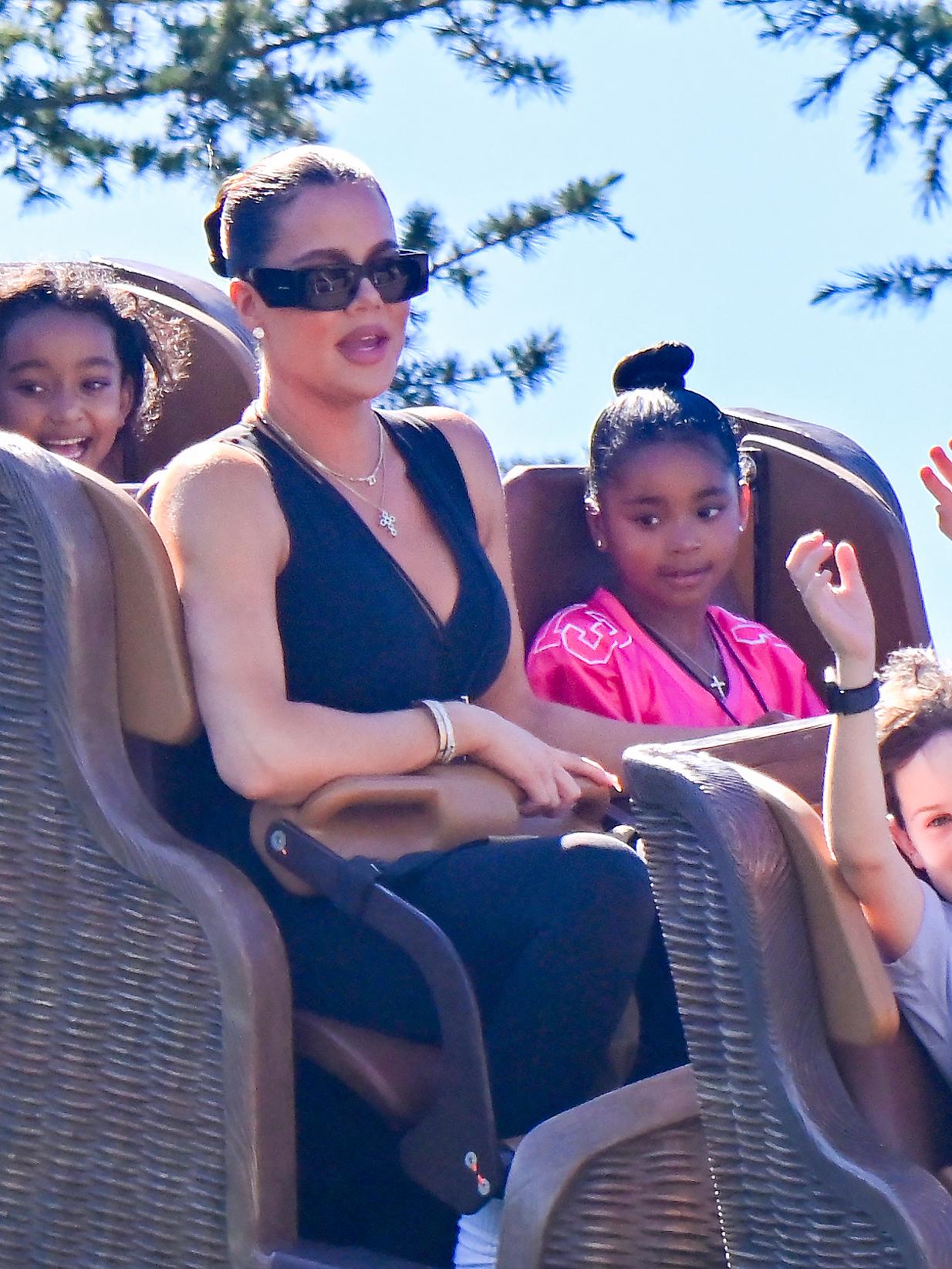 Khloe Kardashian takes her daughter True and her nieces and nephews on a fun day out at Universal Studios Hollywood