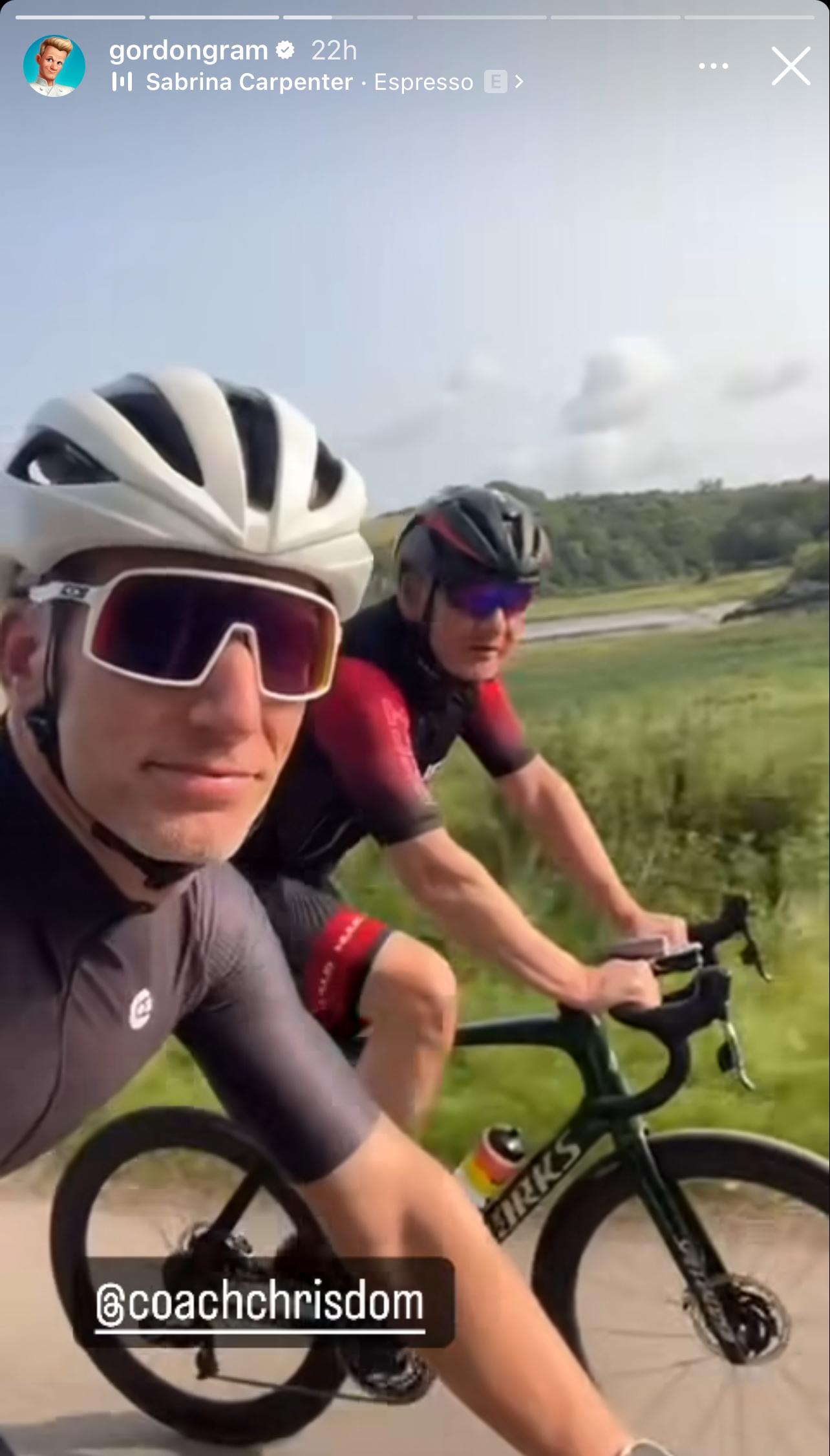 Gordon Ramsay shared a video of him cycling after his accident