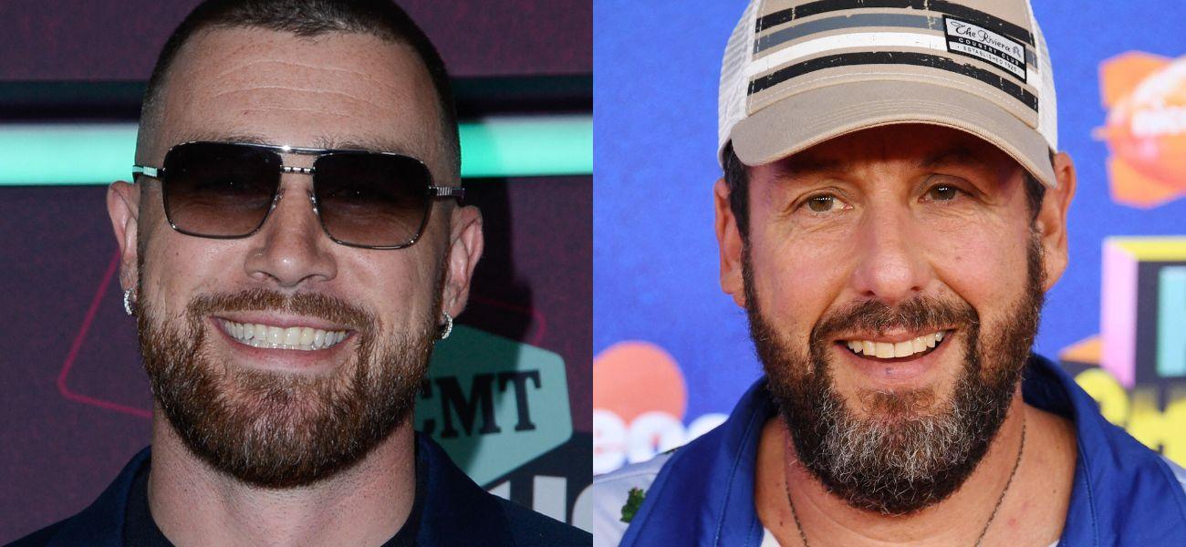 Travis Kelce (left) Adam Sandler (right)