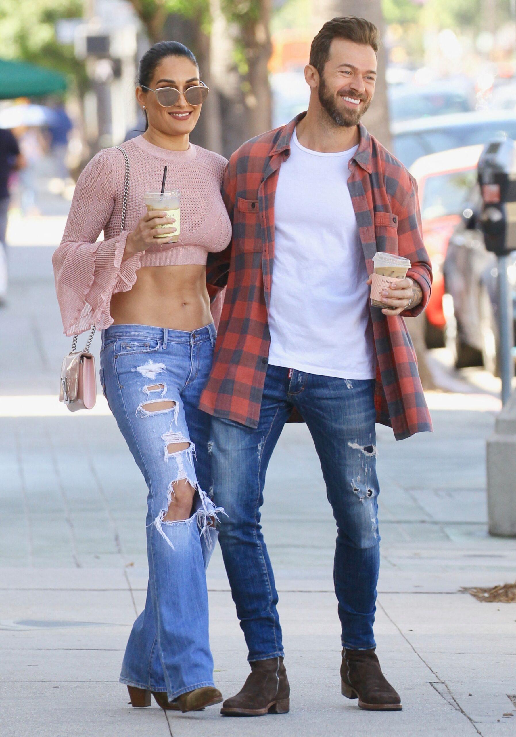 Nikki Bella and Artem Chigvintsev film their new reality tv show in Studio City