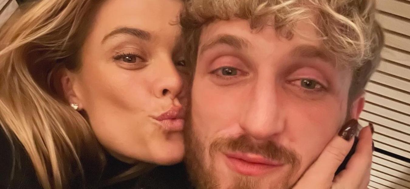 Logan Paul and Nina Agdal pose for a selfie.