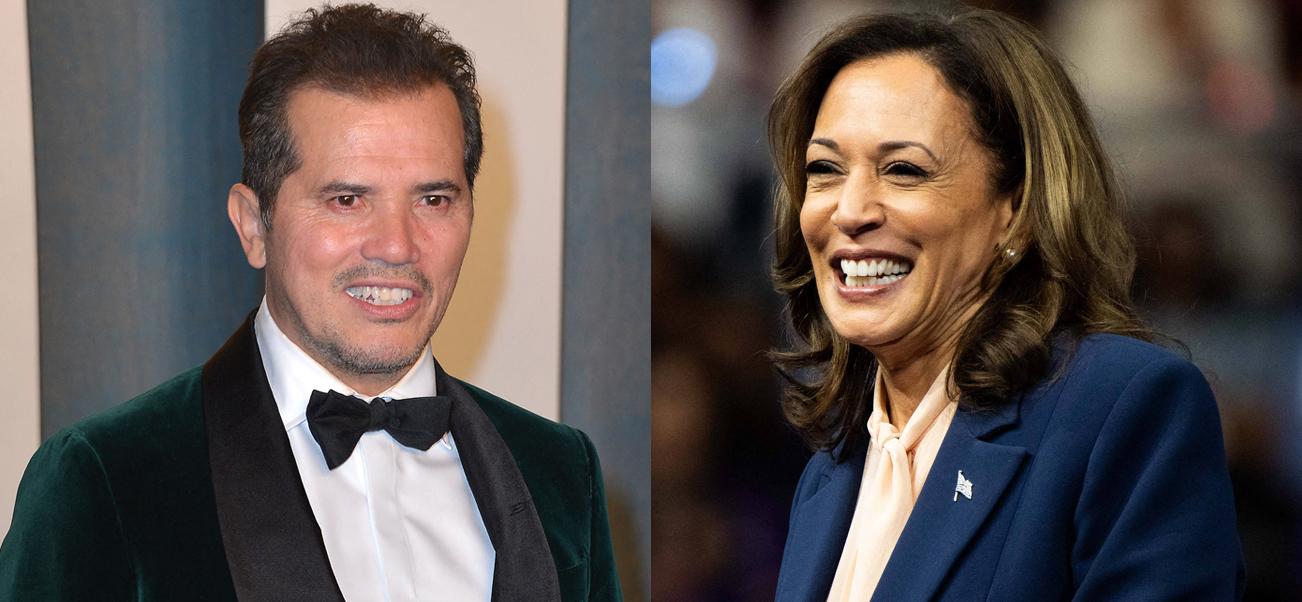 A photo collage of John Leguizamo and Kamala Harris