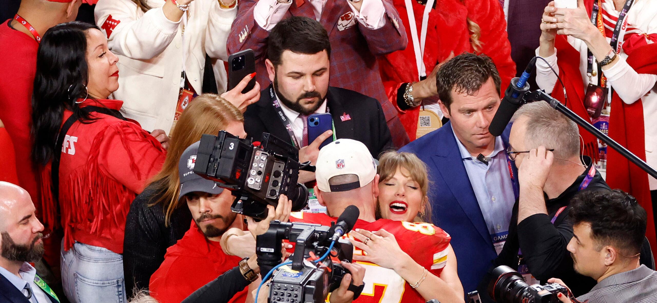 Taylor Swift embraces Travis Kelce after Super Bowl win!