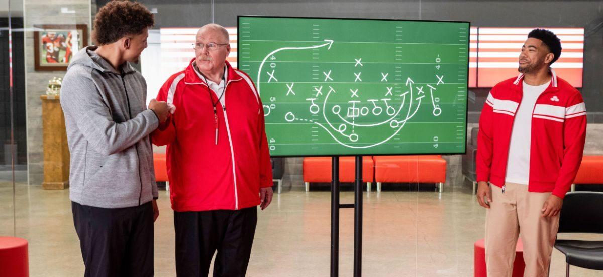 Jake from State Farm, Andy Reid, and Patrickk Mahomes