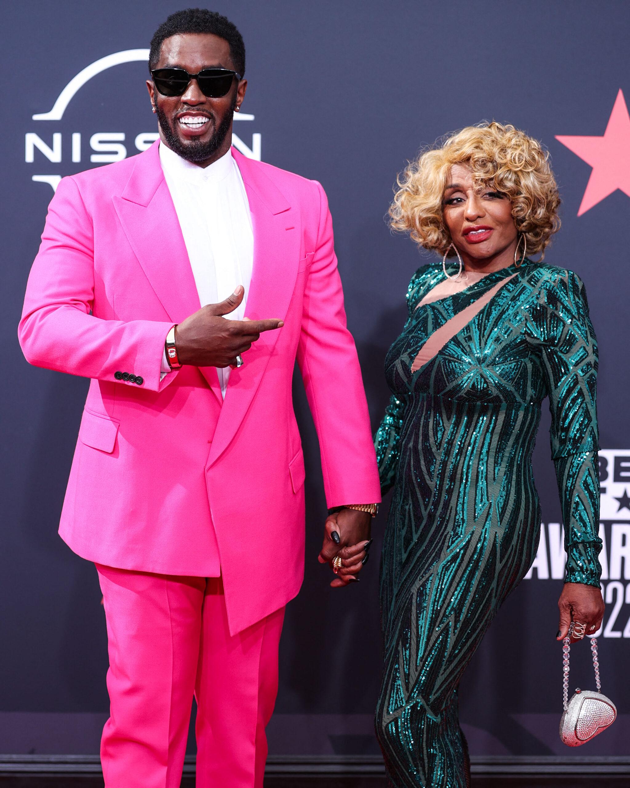 Diddy and his mom Janice Combs at BET Awards 2022