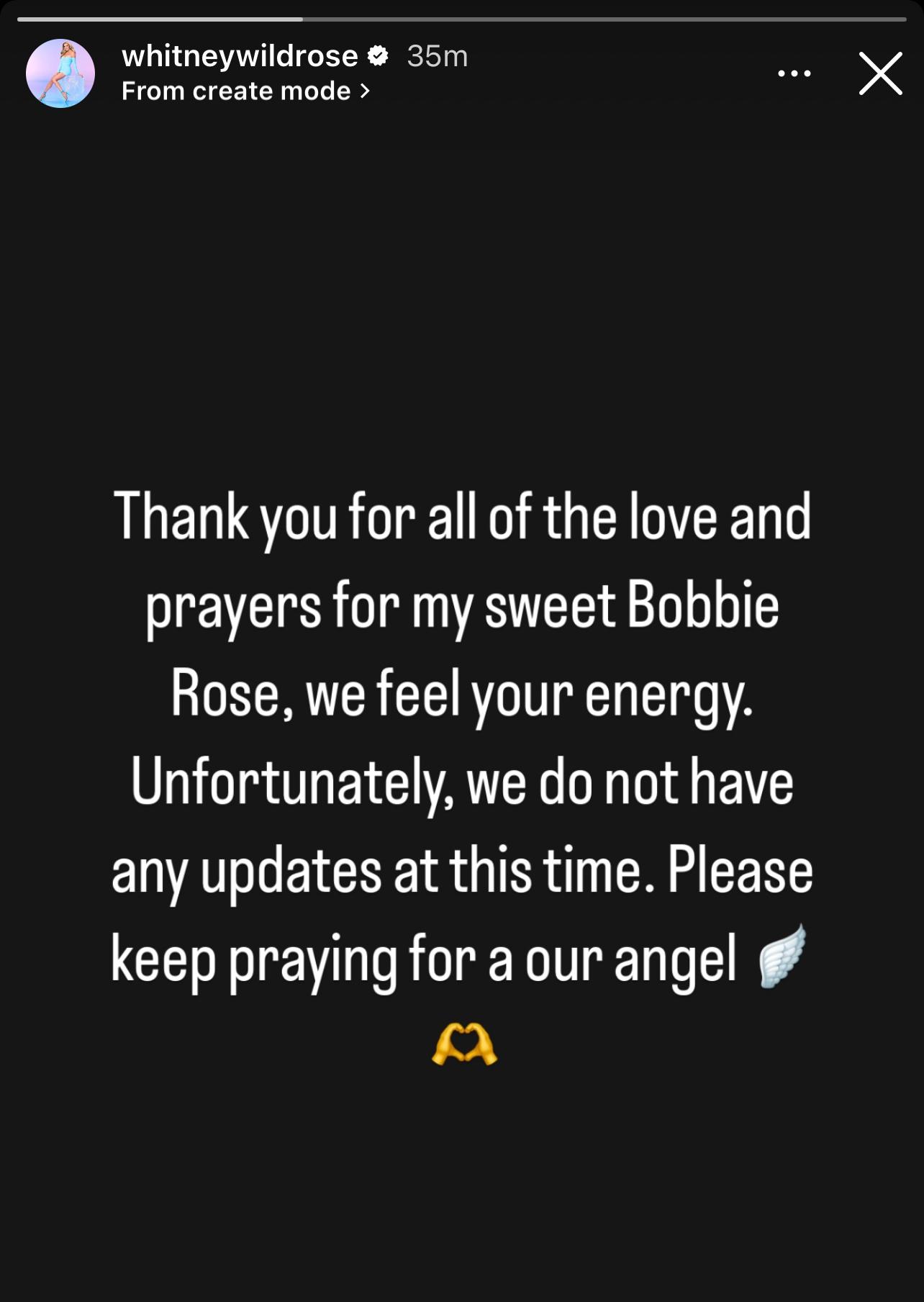 Whitney Rose asks for prayer for her daughter