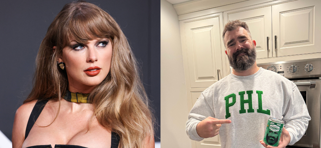 Taylor Swift and Jason Kelce collage