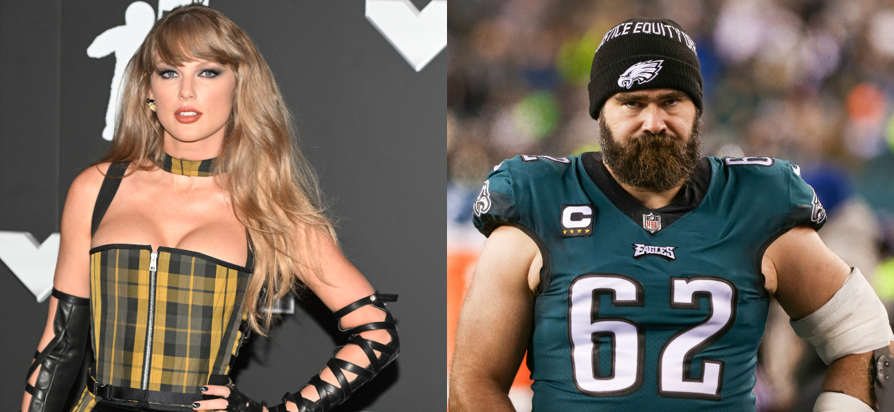 Taylor Swift and Jason Kelce banner