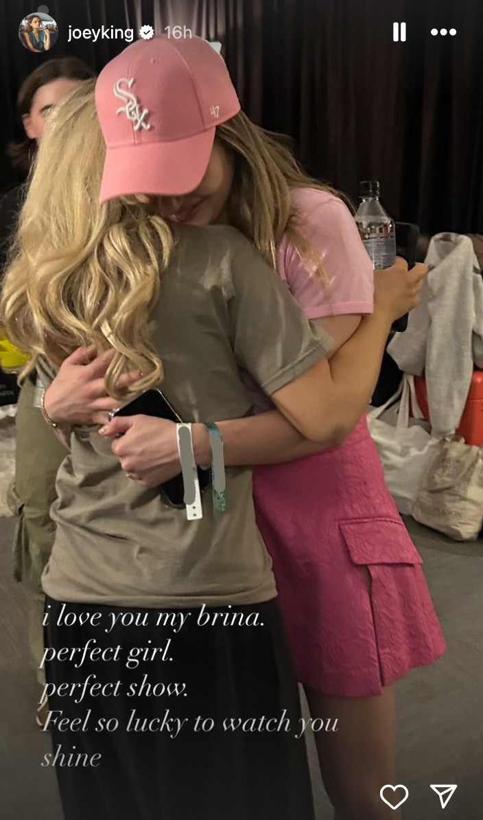 Sabrina Carpenter and Joey King hugging