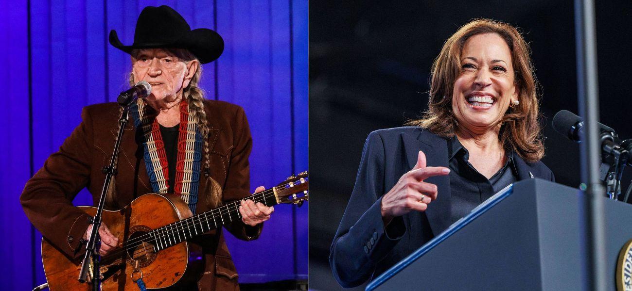 Willie Nelson (left) Kamala Harris (right)