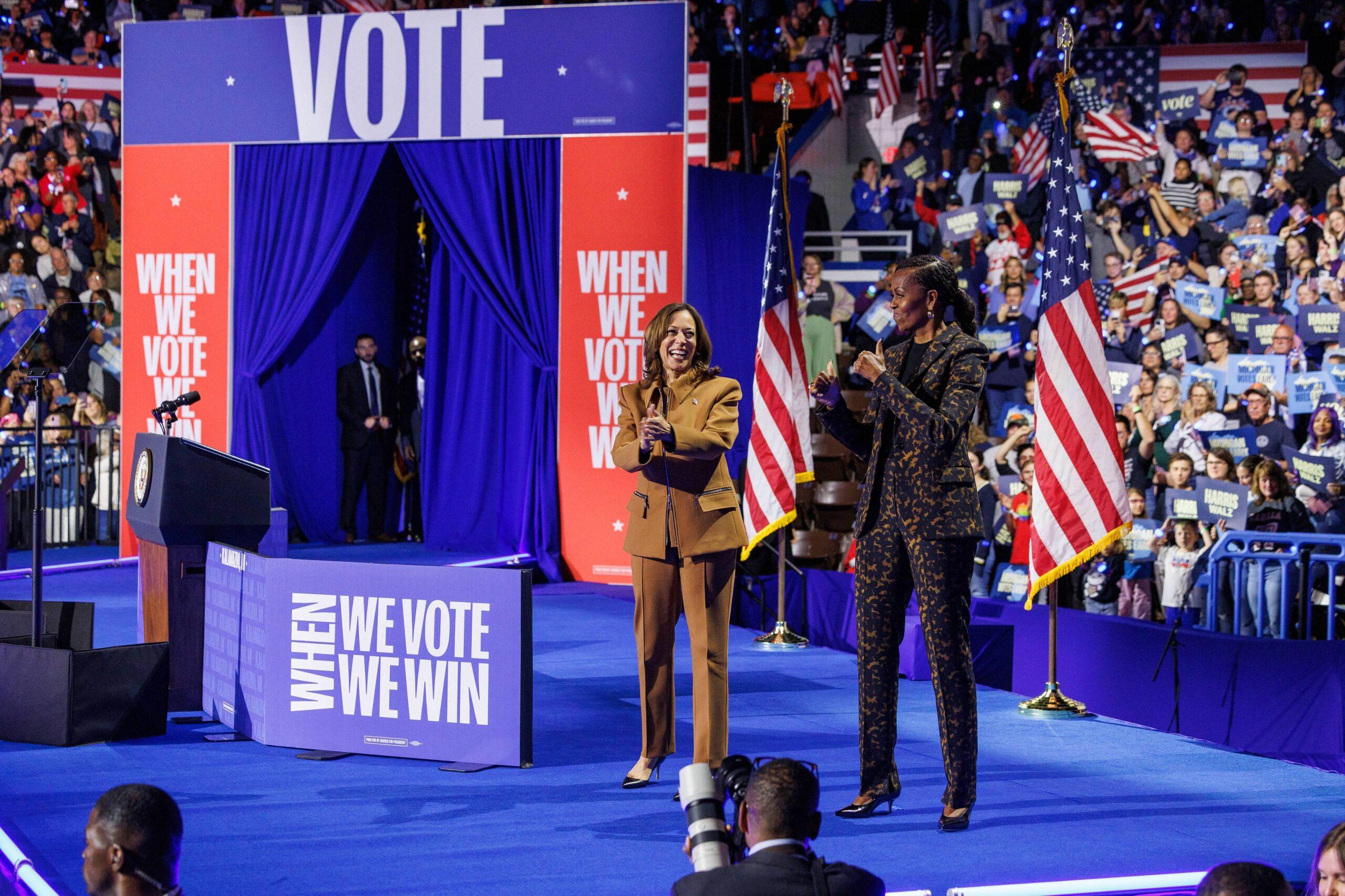 Michelle Obama and Kamala Harris campaign in Michigan