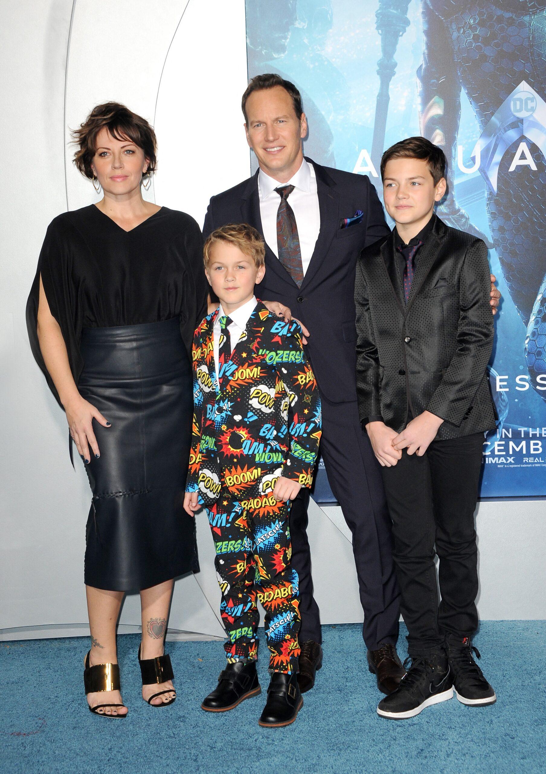 Patrick Wilson and his family at Los Angeles premiere of 'Aquaman' 