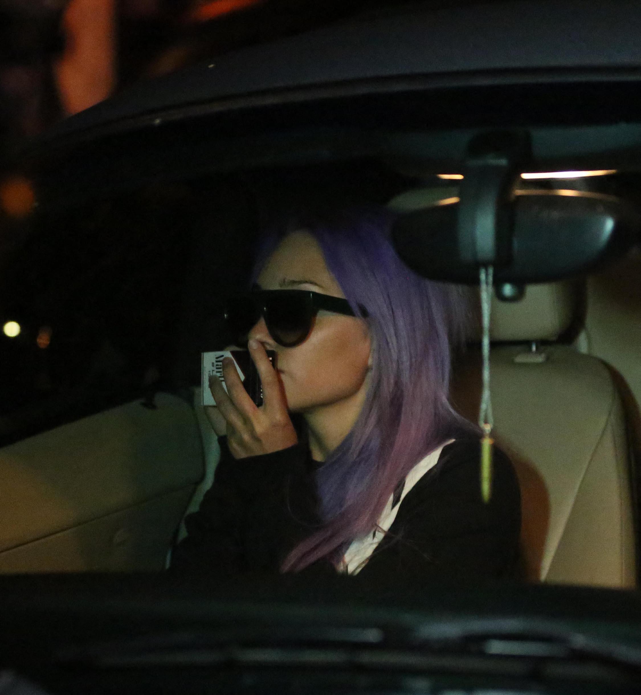 Amanda Bynes with purple hair