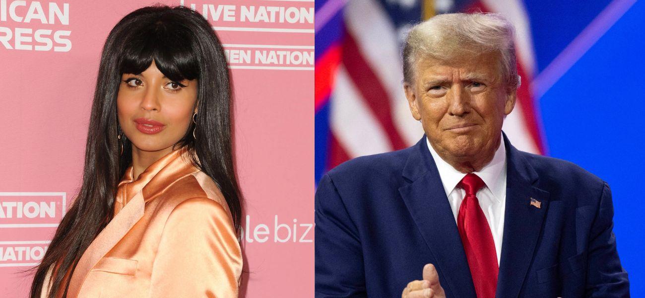 Jameela Jamil, Donald Trump photo collage