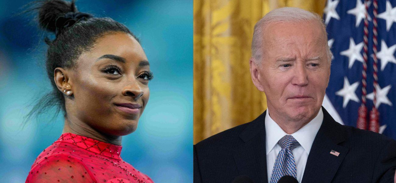 Simone Biles (left) Joe Biden (right)