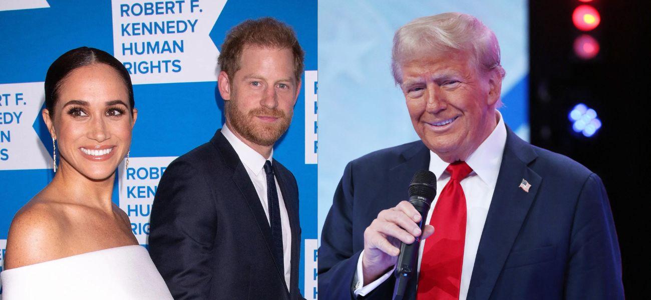 Meghan Markle, Prince Harry, Donald Trump photo collage