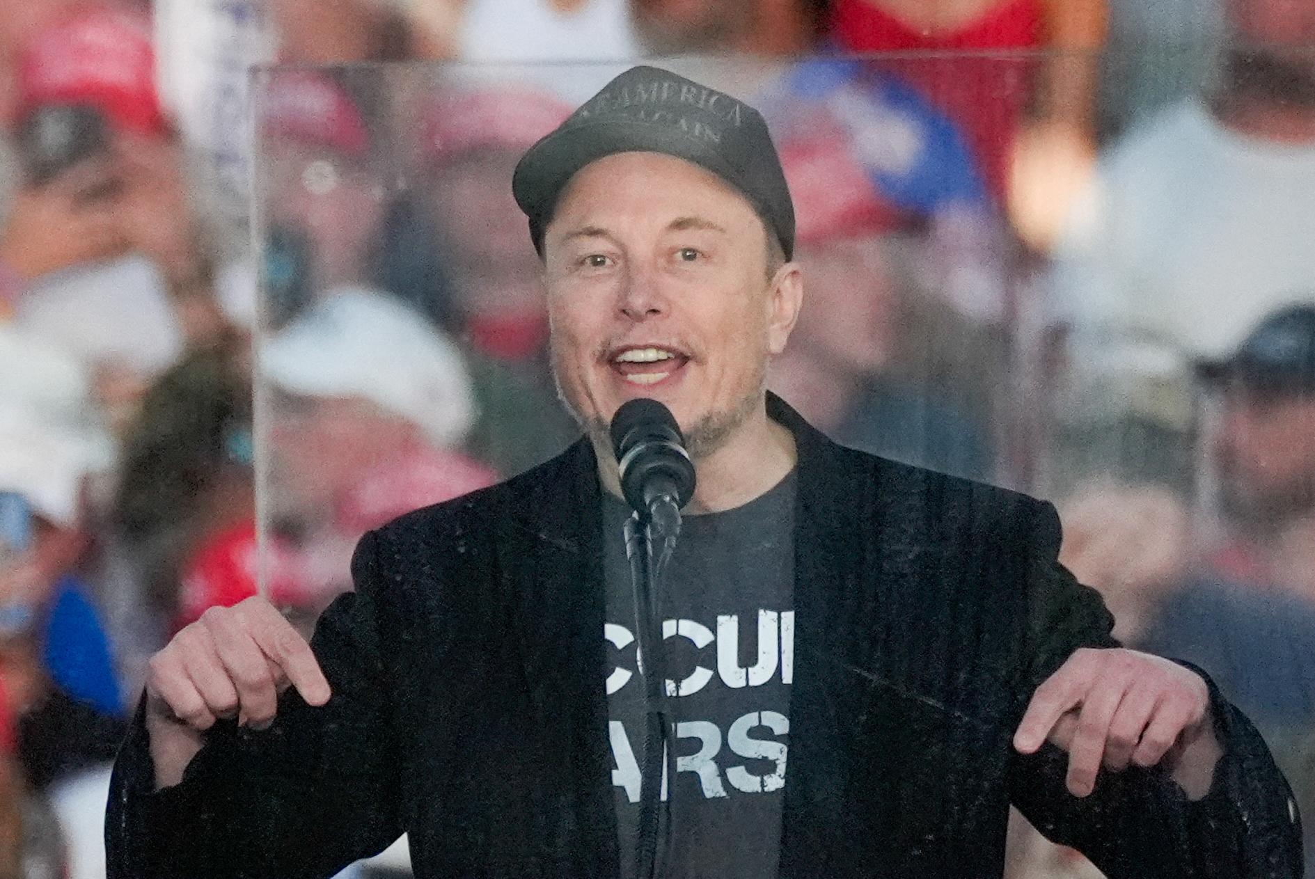 Elon Musk at a Trump rally.