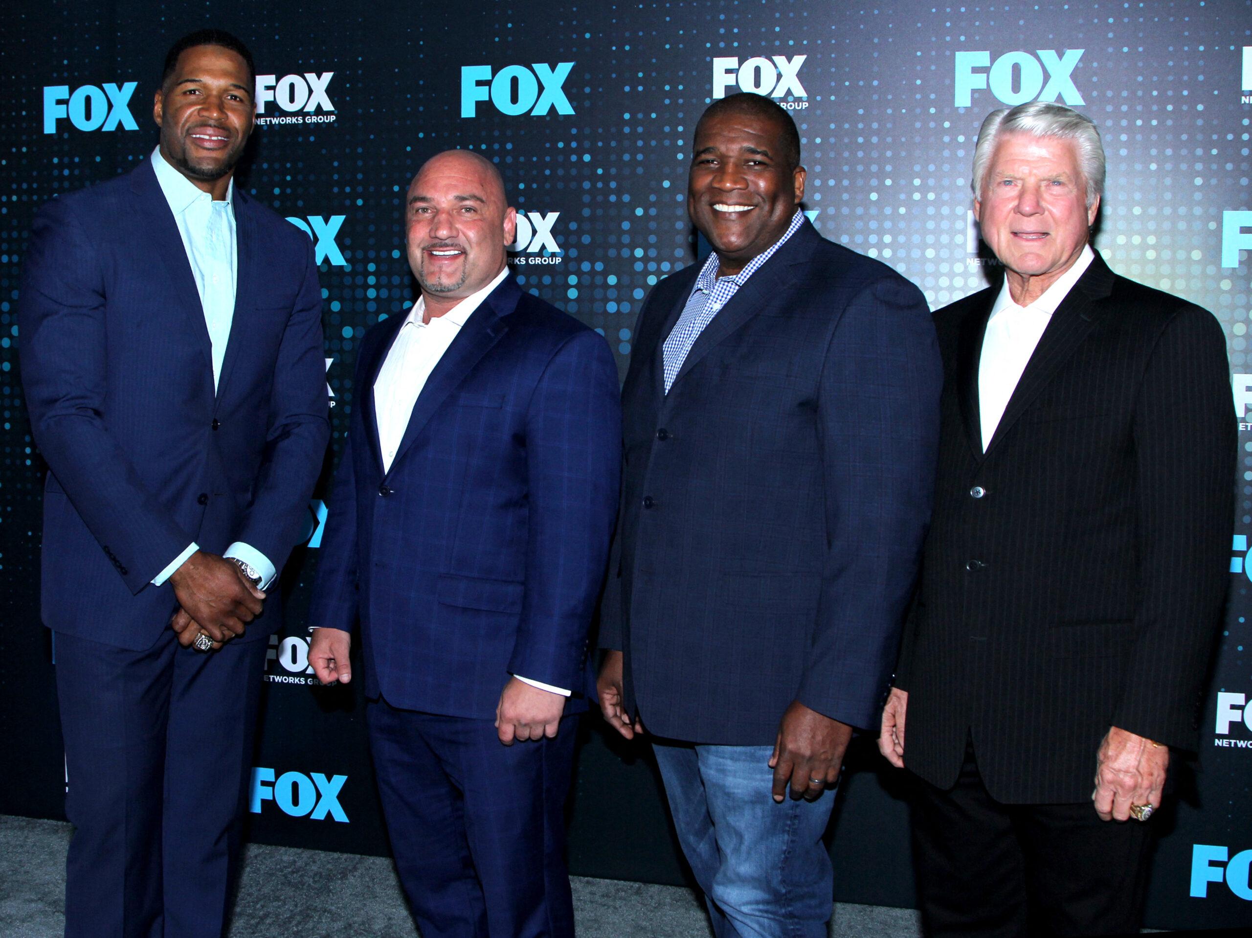 Michael Strahan and co hosts at 2017 Fox Upfront in New York