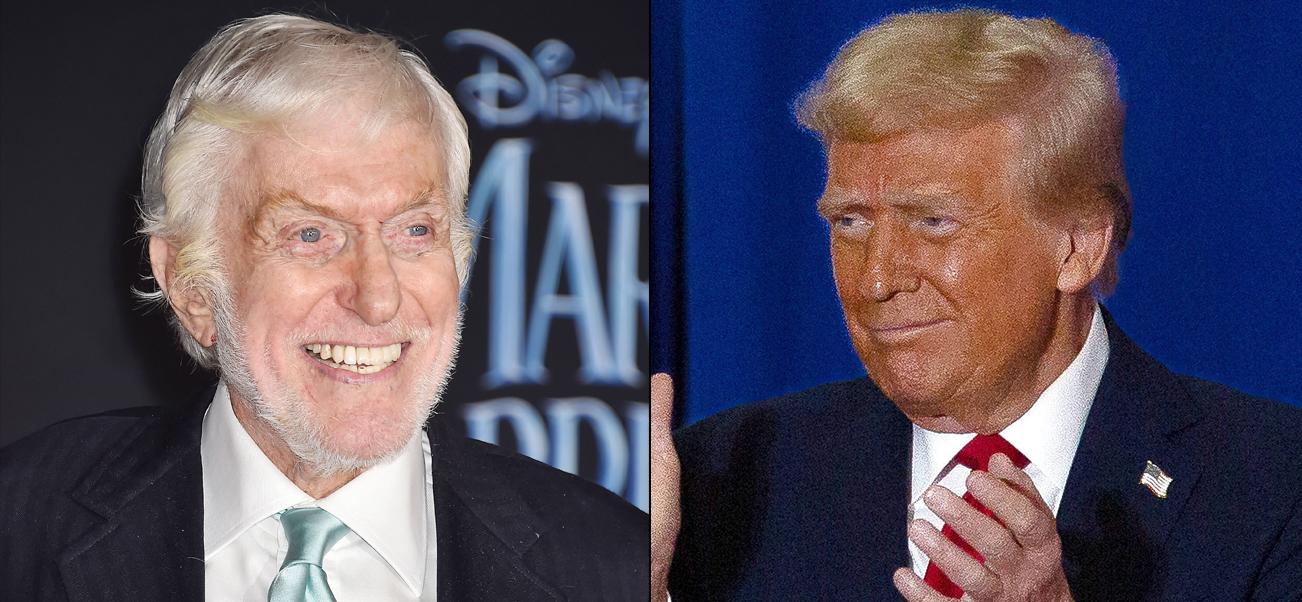 A photo collage of Dick Van Dyke and Donald Trump