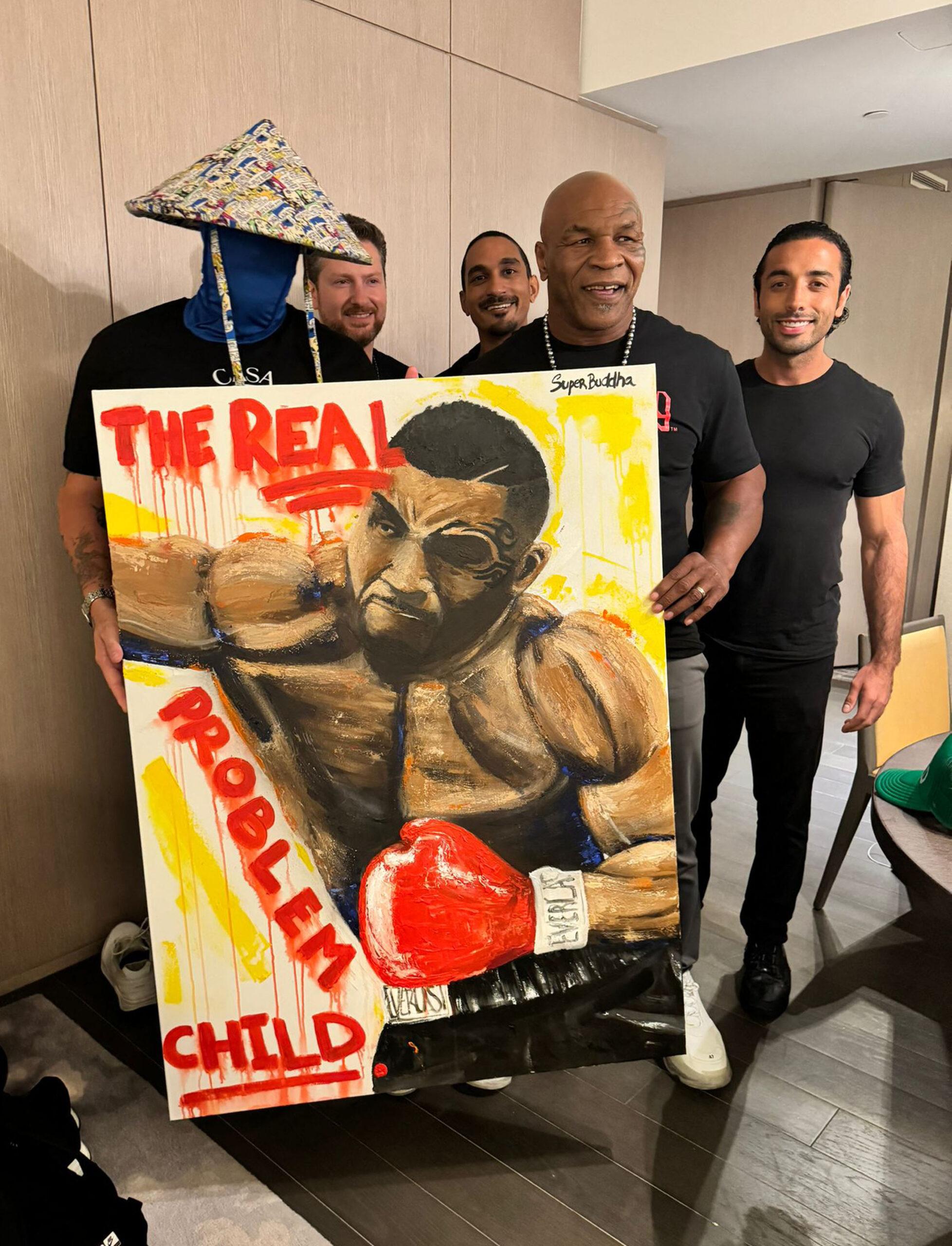 Mike Tyson presented with $100,000 portrait of himself by artist Super Buddha