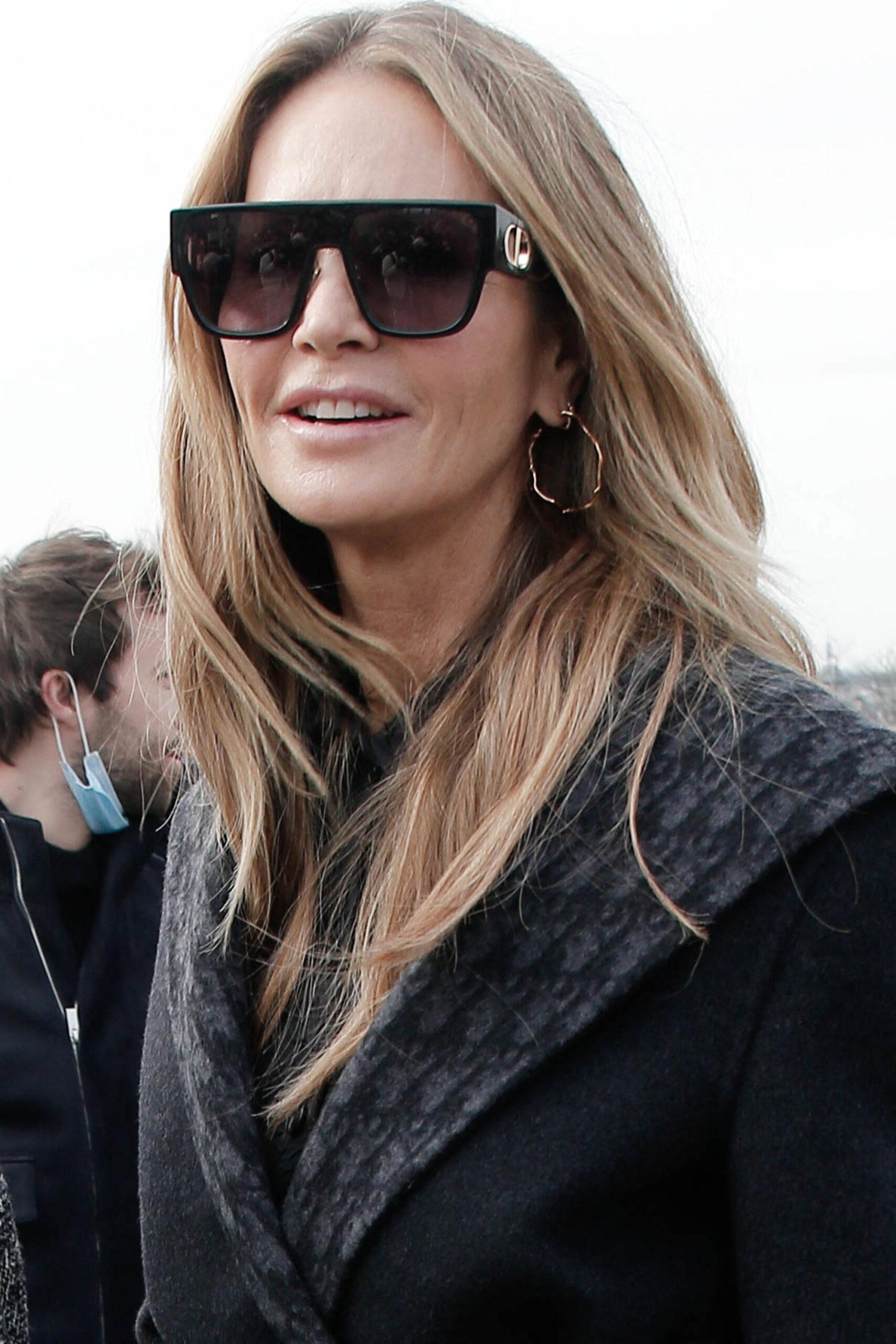 Elle Macpherson Farida Khelfa arriving at Dior show during Paris Fashion Week