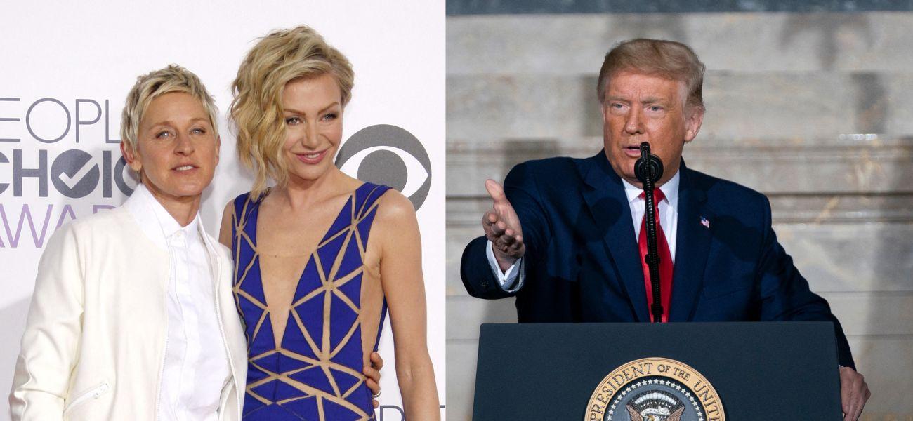 Ellen DeGeneres and Portia de Rossi, Donald Trump photo collage