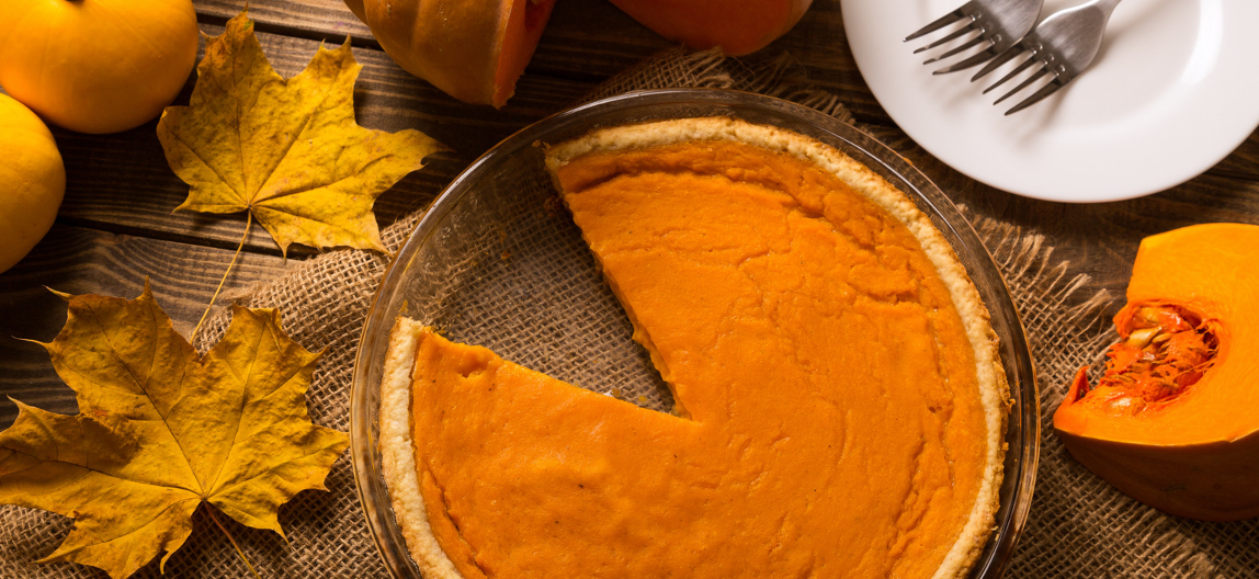 Pumpkin pie on Thanksgiving table