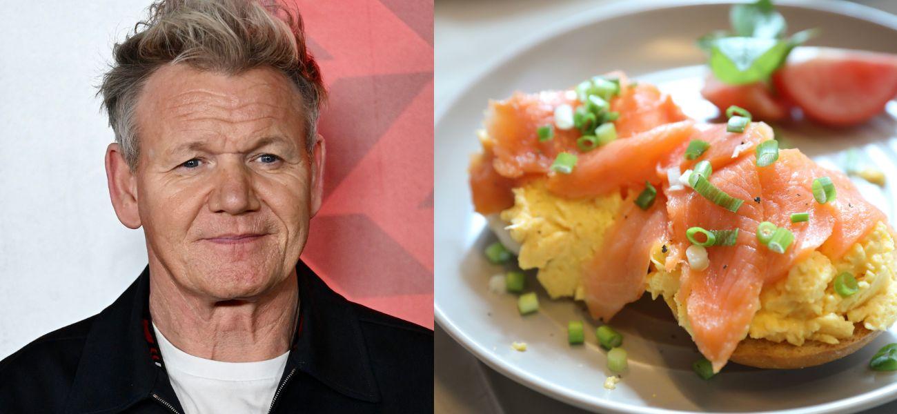 Gordon Ramsay (left) Breakfast dish (right)