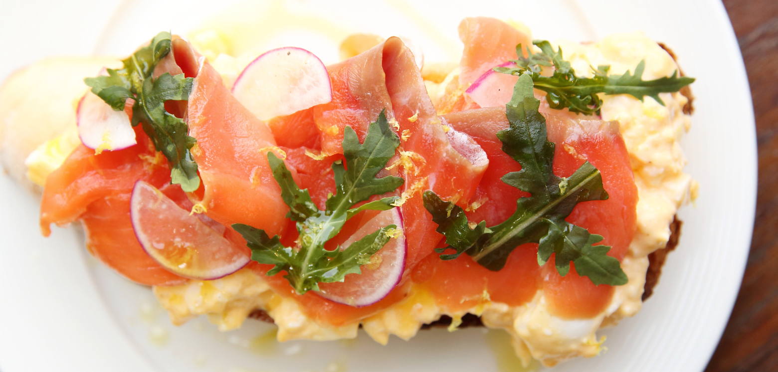 Scrambled eggs and smoked salmon