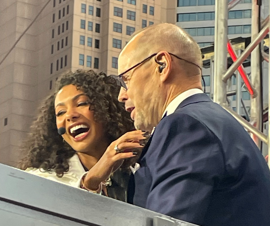 Malika Andrews and Ernie Johnson