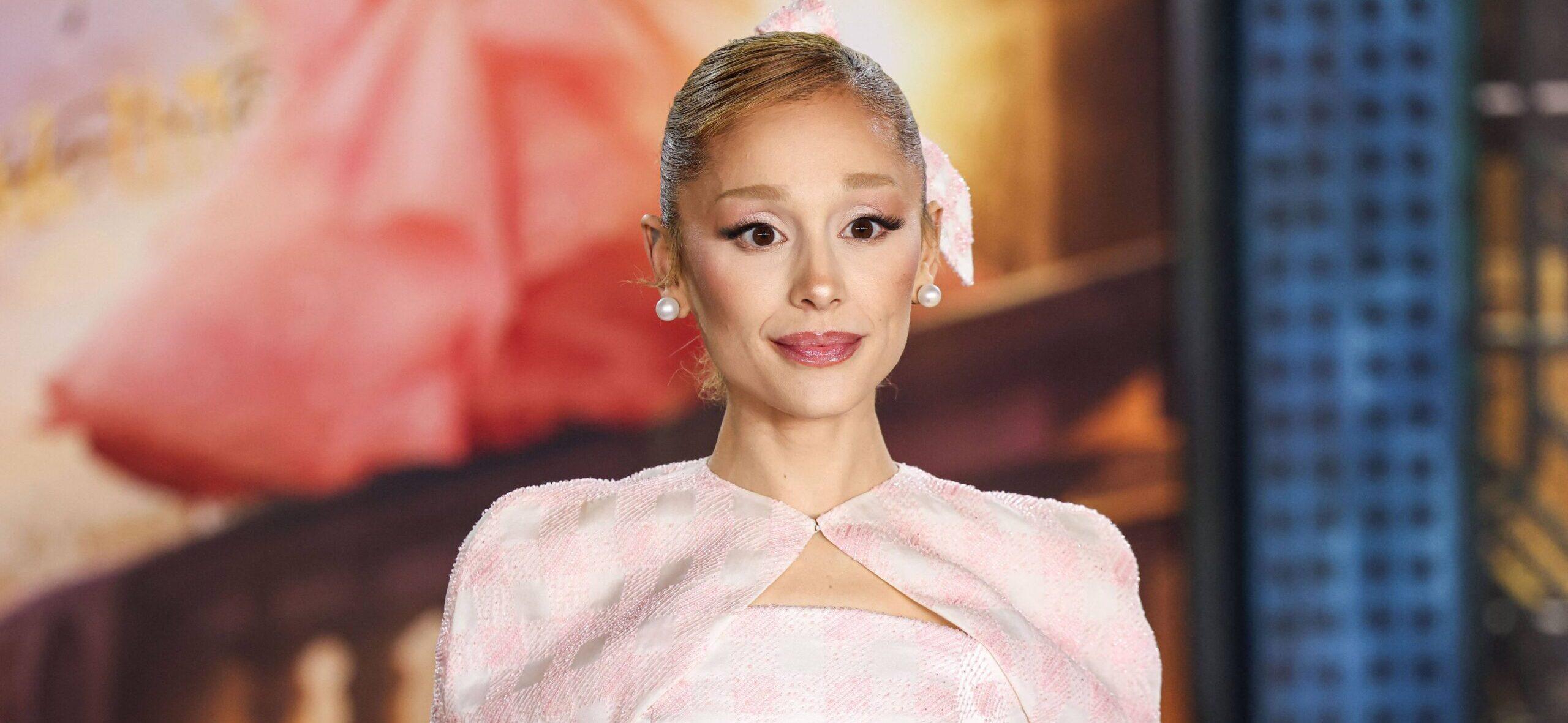 Ariana Grande Butera wearing custom Thom Browne arrives at the Los Angeles Premiere Of Universal Pictures' 'Wicked'