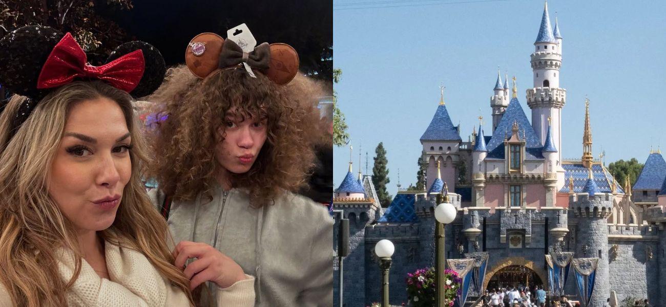 Allison Holker and daughter (left) Sleeping Beauty Castle (right)