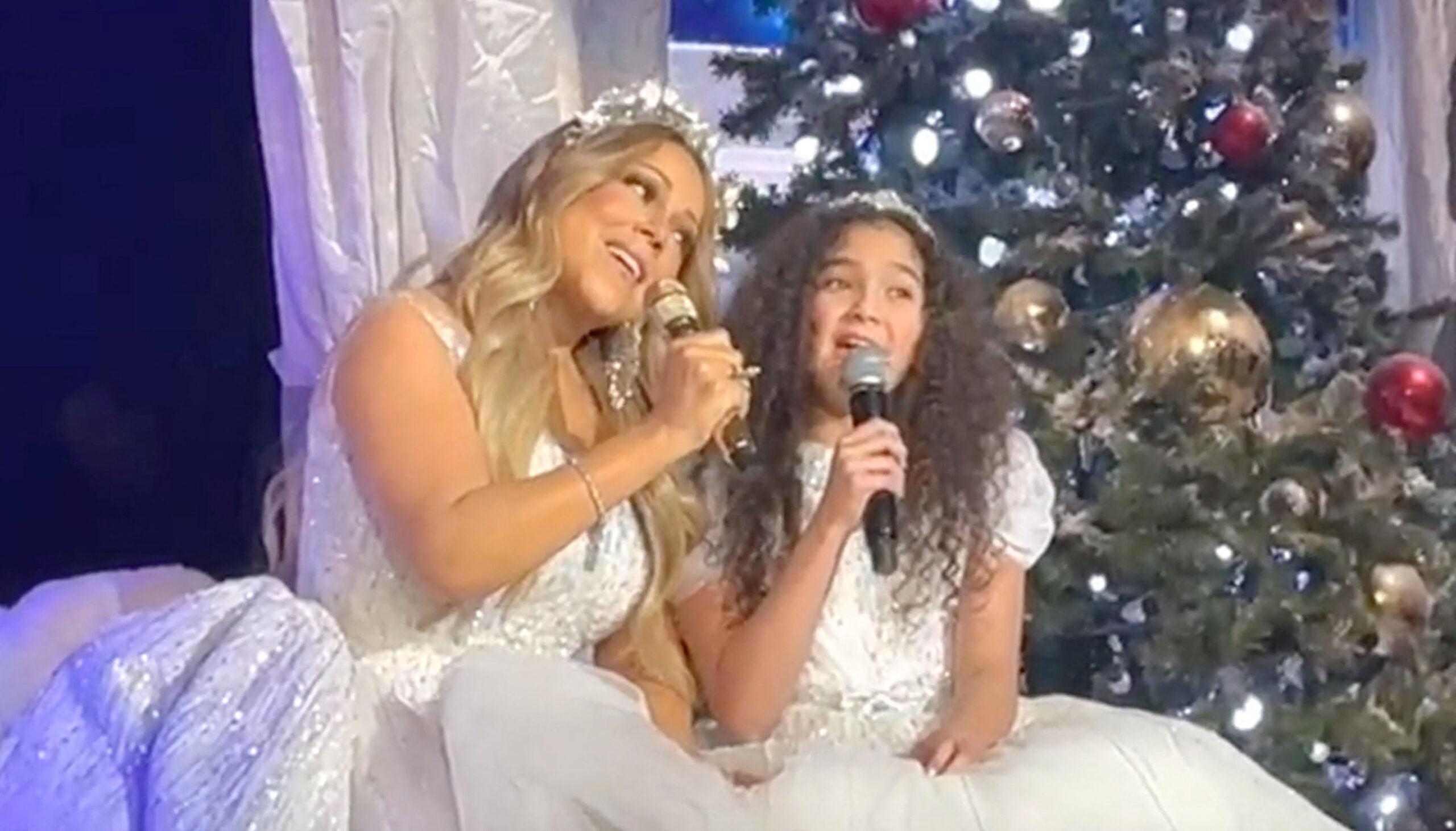 Mariah Carey and daughter Monroe perform their first duet at Christmas concert