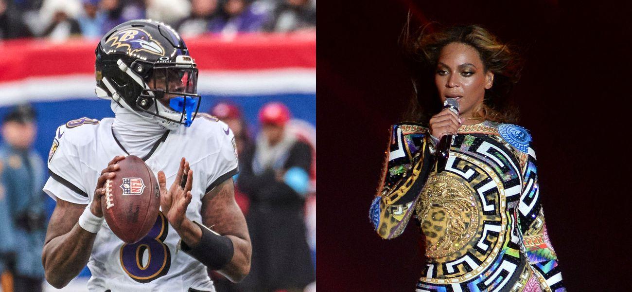 Lamar Jackson (left) Beyonce (right)