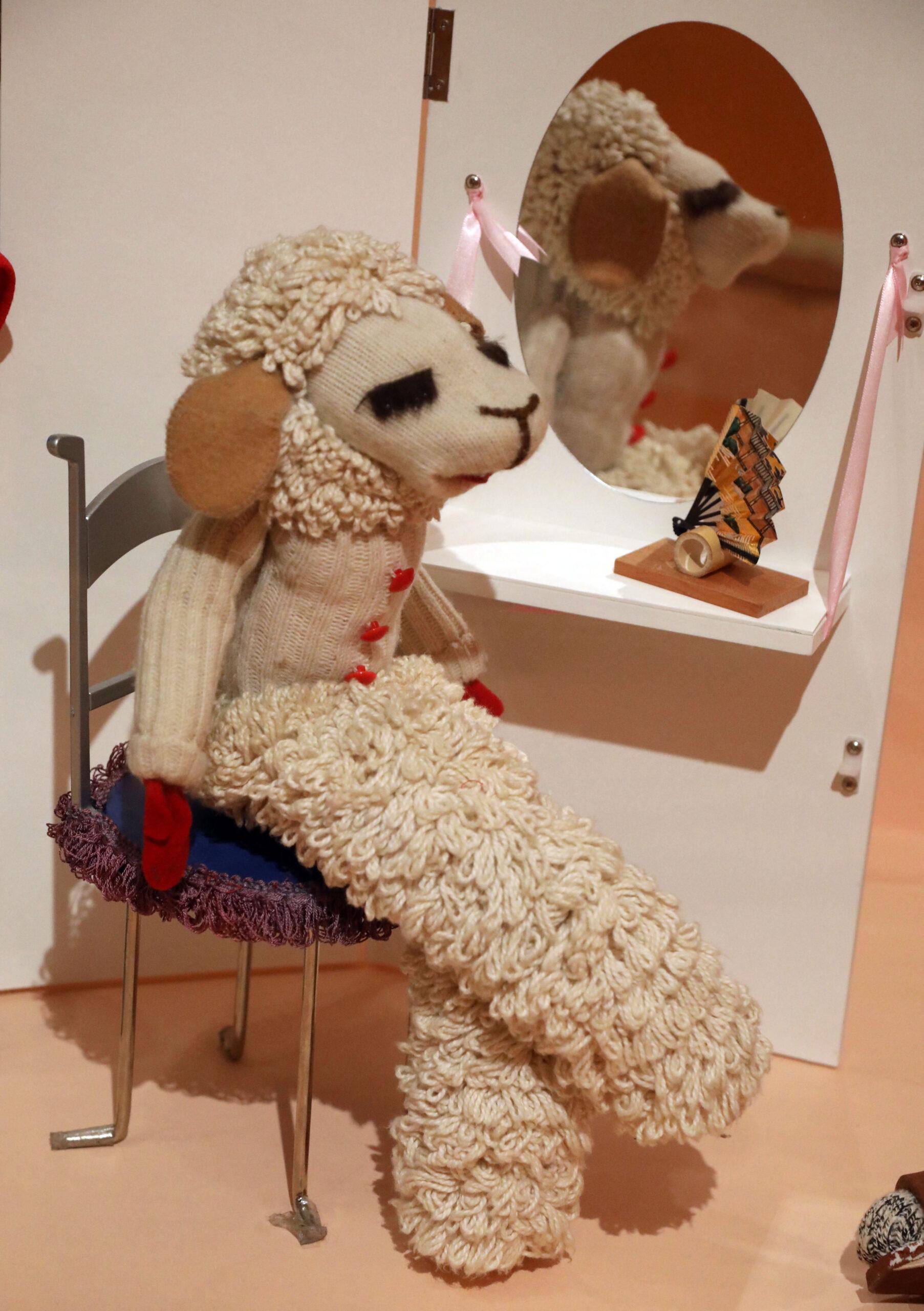 A view of the LAMB CHOP puppet, created by Shari Lewis, seen at the set part of the exhibit 'Puppets of New York' held at The Museum of City of New York.