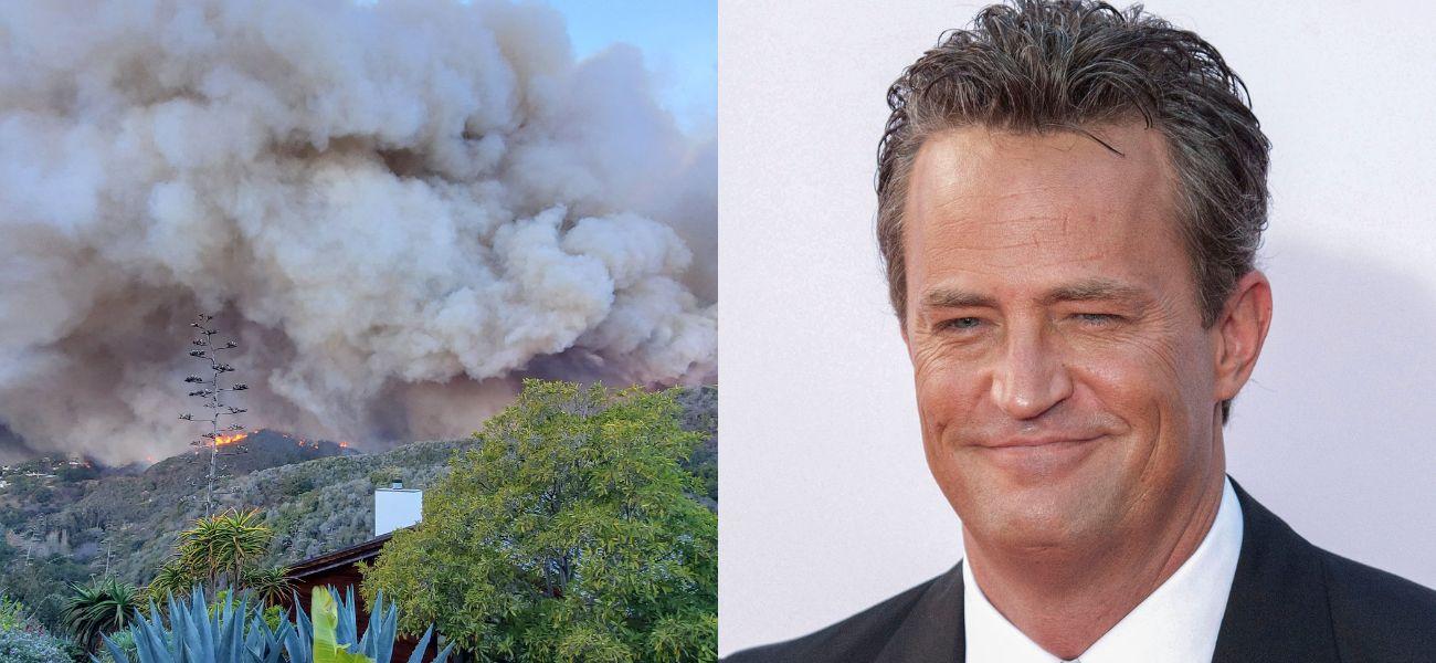 California wildfires (left) Matthew Perry (right)