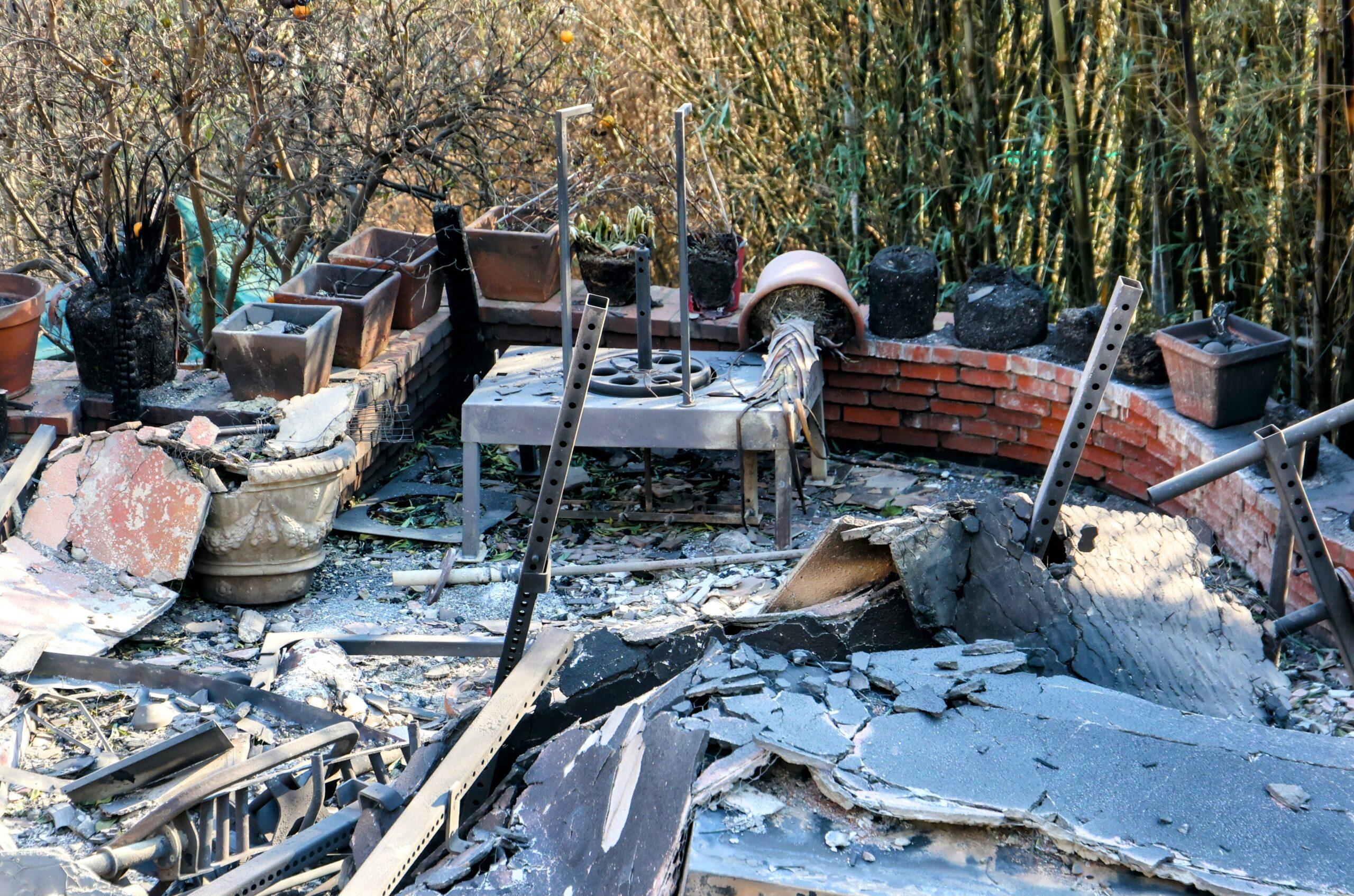 PREMIUM EXCLUSIVE: Spencer Pratt seen at his home which burned down trying to salvage crystals and any personal items in the devastating aftermath of his family loss